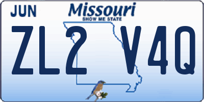 MO license plate ZL2V4Q