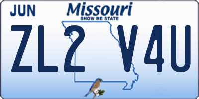 MO license plate ZL2V4U
