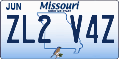 MO license plate ZL2V4Z