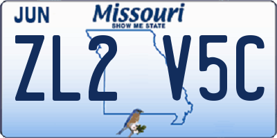 MO license plate ZL2V5C