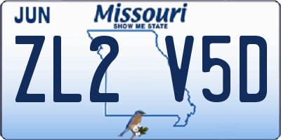 MO license plate ZL2V5D