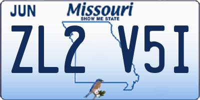 MO license plate ZL2V5I