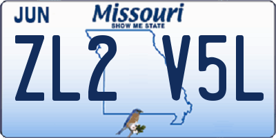 MO license plate ZL2V5L