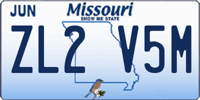 MO license plate ZL2V5M