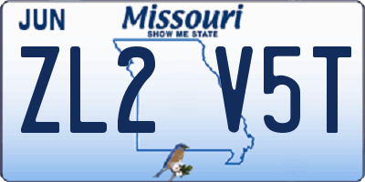 MO license plate ZL2V5T