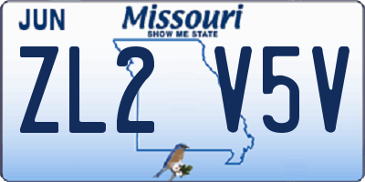 MO license plate ZL2V5V