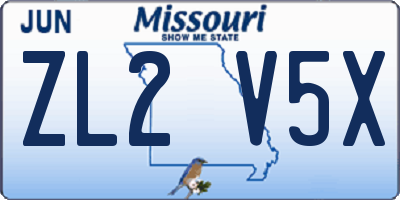MO license plate ZL2V5X