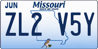 MO license plate ZL2V5Y