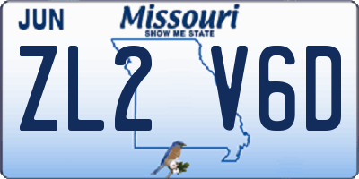 MO license plate ZL2V6D