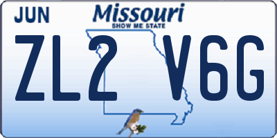 MO license plate ZL2V6G