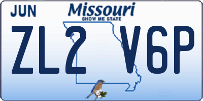 MO license plate ZL2V6P