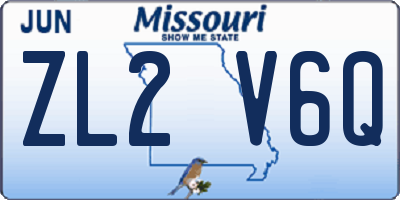 MO license plate ZL2V6Q