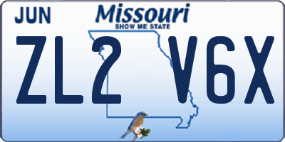 MO license plate ZL2V6X