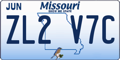 MO license plate ZL2V7C