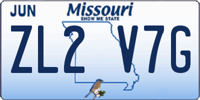 MO license plate ZL2V7G