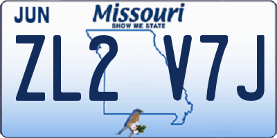 MO license plate ZL2V7J