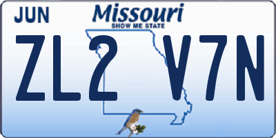 MO license plate ZL2V7N
