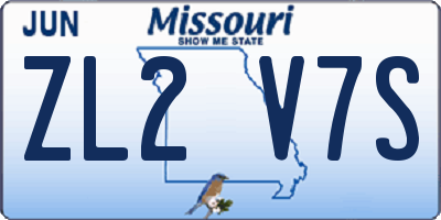 MO license plate ZL2V7S