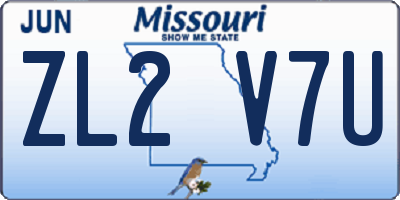 MO license plate ZL2V7U