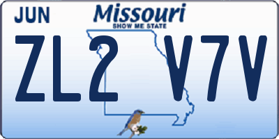 MO license plate ZL2V7V
