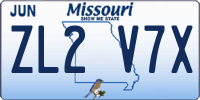 MO license plate ZL2V7X