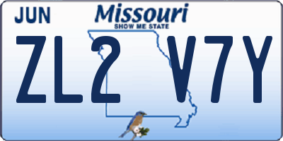 MO license plate ZL2V7Y