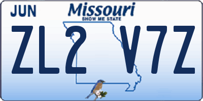 MO license plate ZL2V7Z