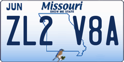 MO license plate ZL2V8A