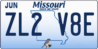MO license plate ZL2V8E