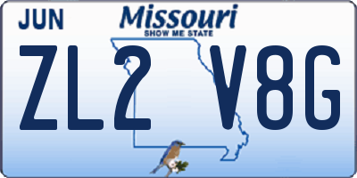 MO license plate ZL2V8G