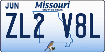 MO license plate ZL2V8L