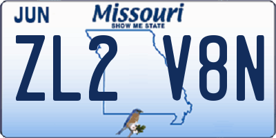 MO license plate ZL2V8N