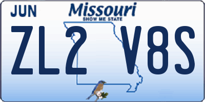 MO license plate ZL2V8S
