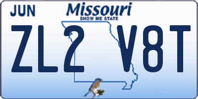 MO license plate ZL2V8T