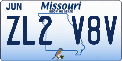 MO license plate ZL2V8V