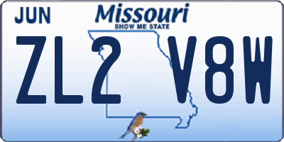 MO license plate ZL2V8W
