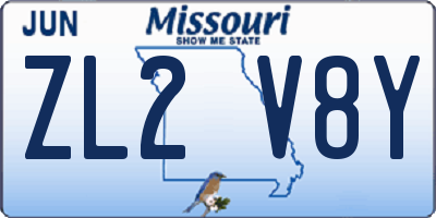 MO license plate ZL2V8Y