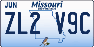 MO license plate ZL2V9C