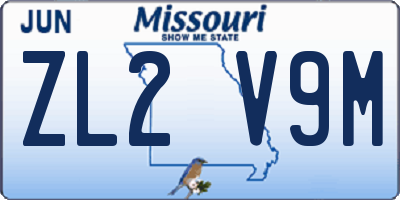 MO license plate ZL2V9M