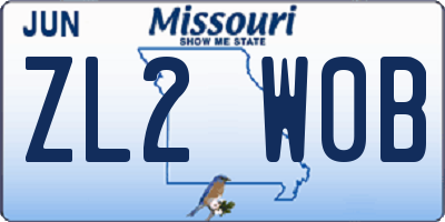 MO license plate ZL2W0B