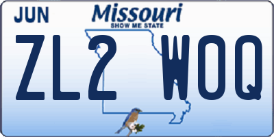 MO license plate ZL2W0Q