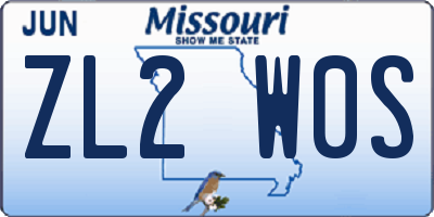MO license plate ZL2W0S