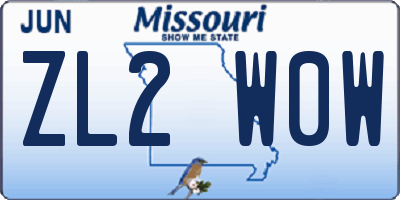 MO license plate ZL2W0W