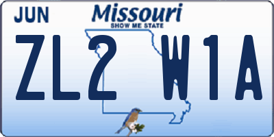 MO license plate ZL2W1A