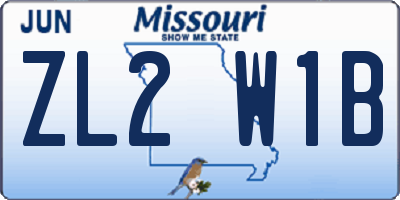 MO license plate ZL2W1B