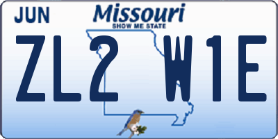 MO license plate ZL2W1E