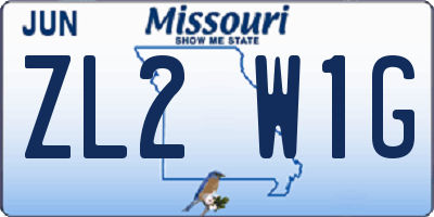 MO license plate ZL2W1G