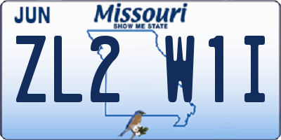 MO license plate ZL2W1I