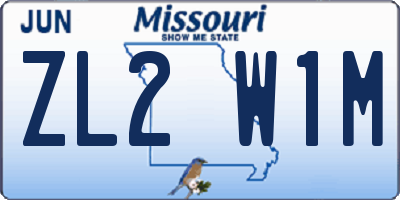 MO license plate ZL2W1M