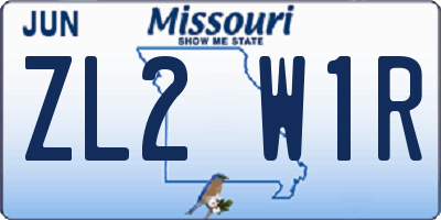 MO license plate ZL2W1R